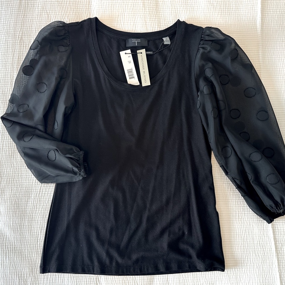Black blouse with poof sleeve sz. XS
